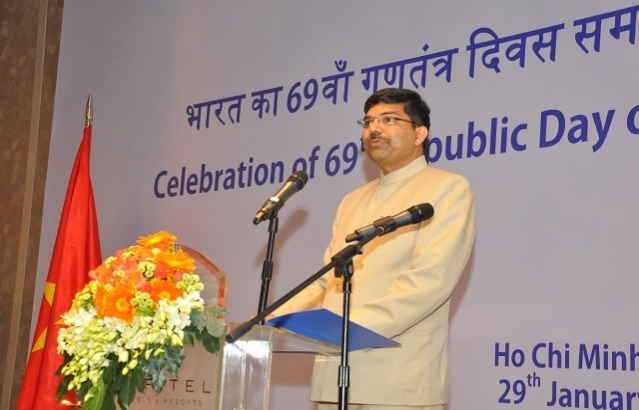 Reception hosted by Consul General of India to celebrate 69th Republic Day of India on 29 January 2018 at hotel Sofitel in Ho Chi Minh City