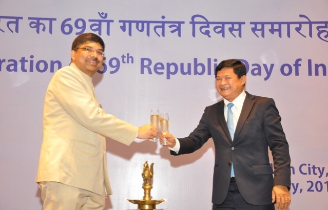 Reception hosted by Consul General of India to celebrate 69th Republic Day of India on 29 January 2018 at hotel Sofitel in Ho Chi Minh City