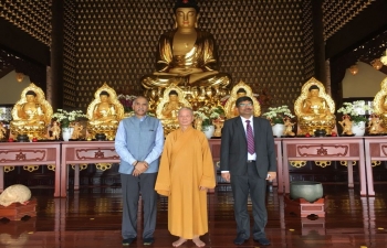 Visit by Ambassador P. Harish to Hue Nghiem Pagoda in Ho Chi Minh City and meeting with Most Venerable Thich Tri Quang, Rector of the Vietnam Buddhist University and Deputy Patriarch of the Vietnam Buddhist Sangha on 15 March 2018
