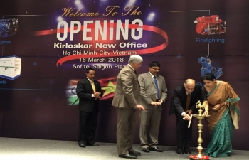 Ambassador P. Harish was the Chief Guest at the inauguration ceremony of the Vietnam Office of Kirloskar Oil Engines Limited (KOEL) in Ho Chi Minh City on 16 March 2018.