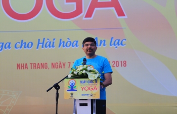 Celebration of 4th International Day of Yoga in Nha Trang, Vietnam on 7 July 2018.